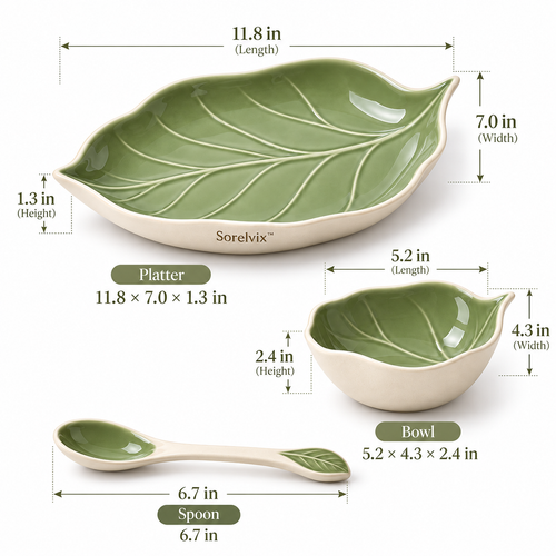 Merqavia™ Verdant Leaf Stoneware Serving Set