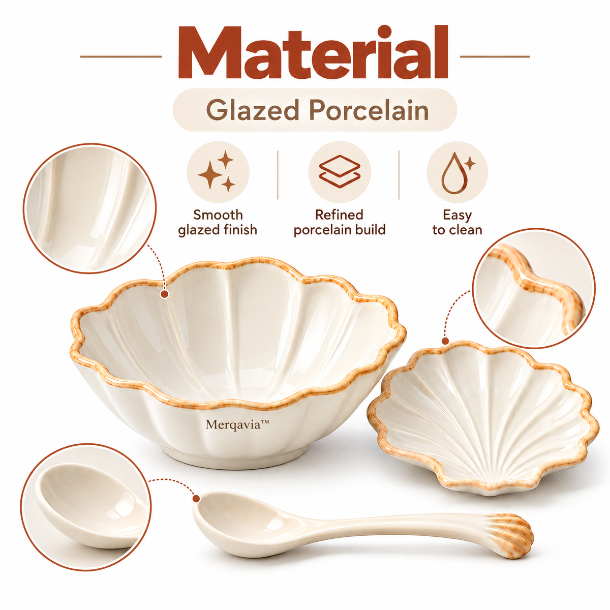 Merqavia™ Coastal Shell Porcelain Serving Set