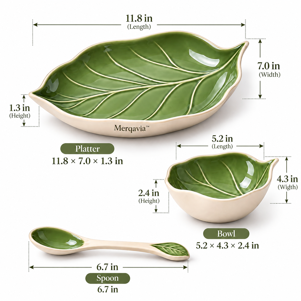 Merqavia™ Verdant Leaf Stoneware Serving Set