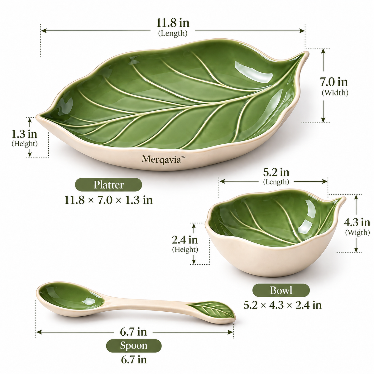 Merqavia™ Verdant Leaf Stoneware Serving Set