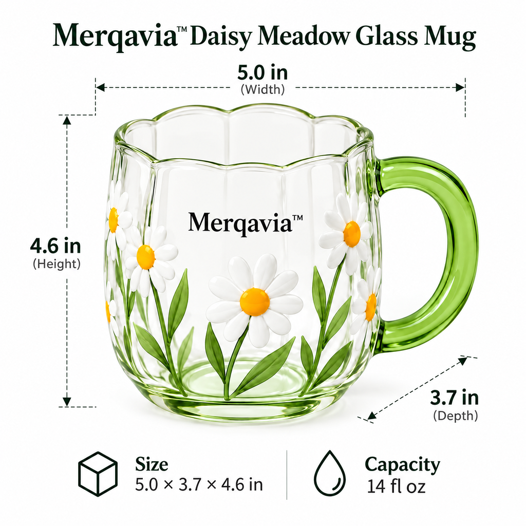 Merqavia™ Daisy Meadow Glass Mug