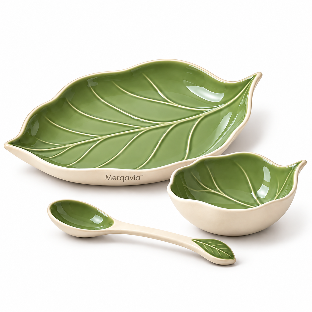 Merqavia™ Verdant Leaf Stoneware Serving Set