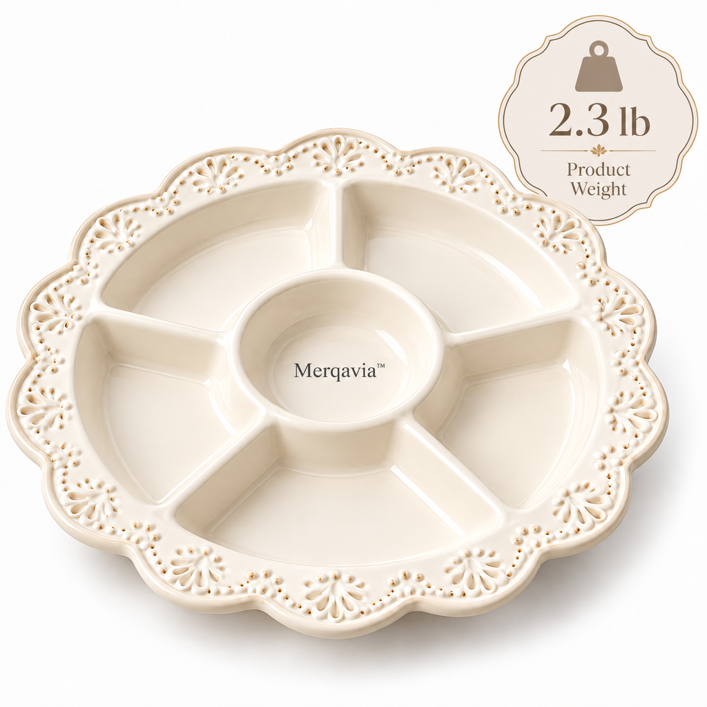Merqavia™ Ivory Lace Divided Serving Platter