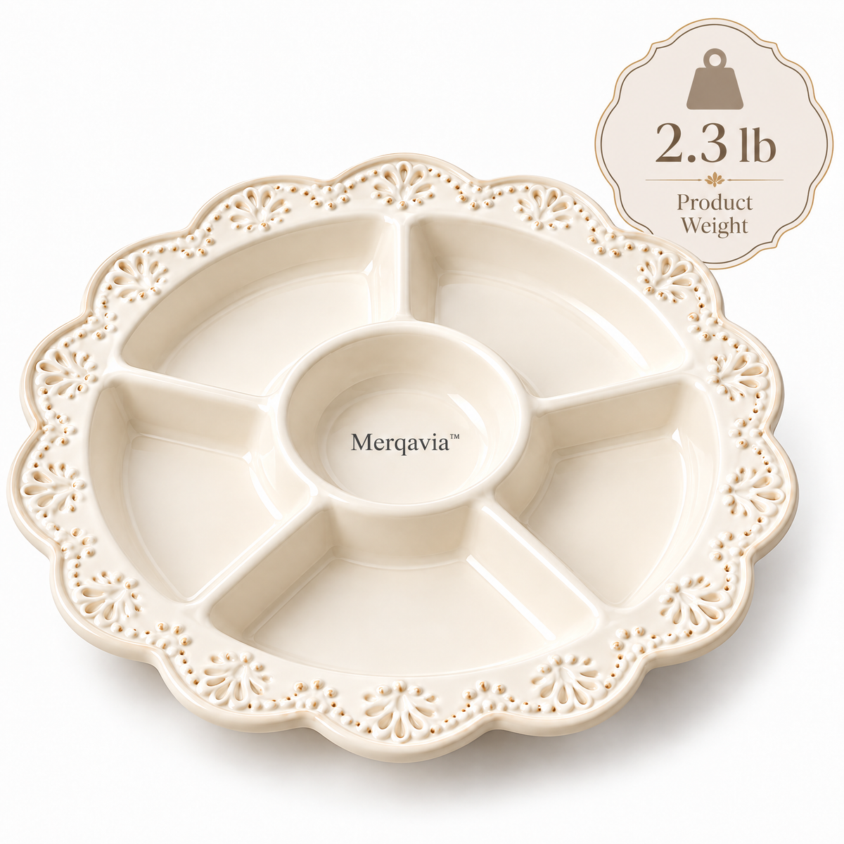 Merqavia™ Ivory Lace Divided Serving Platter