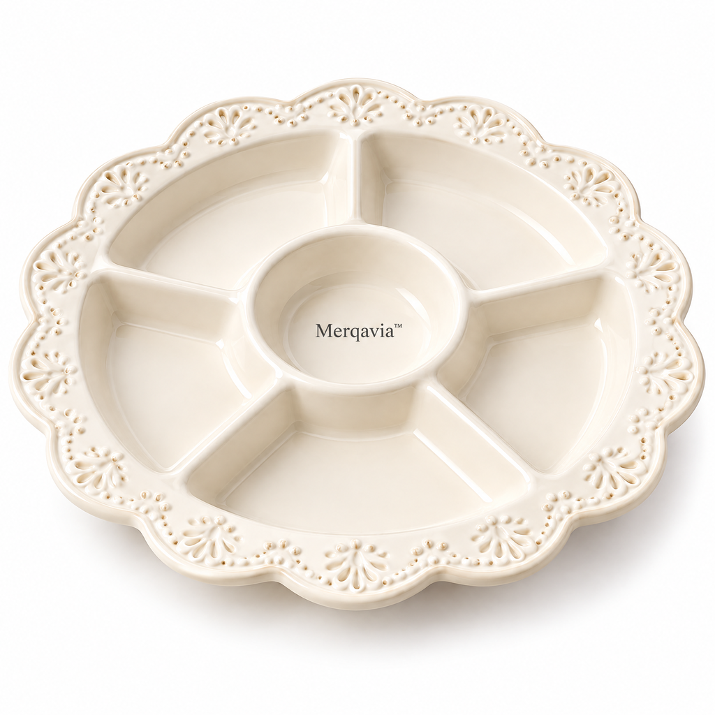 Merqavia™ Ivory Lace Divided Serving Platter