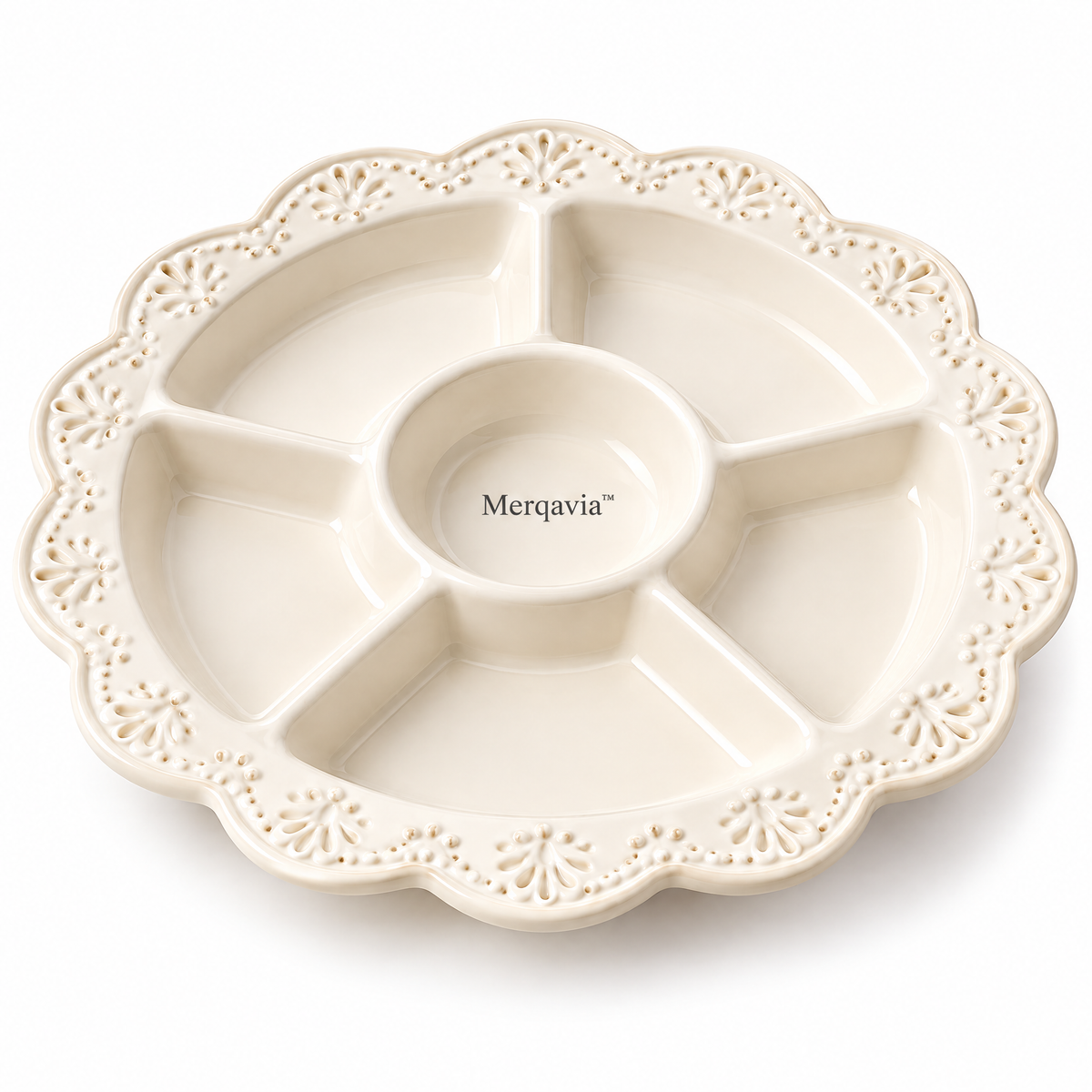 Merqavia™ Ivory Lace Divided Serving Platter