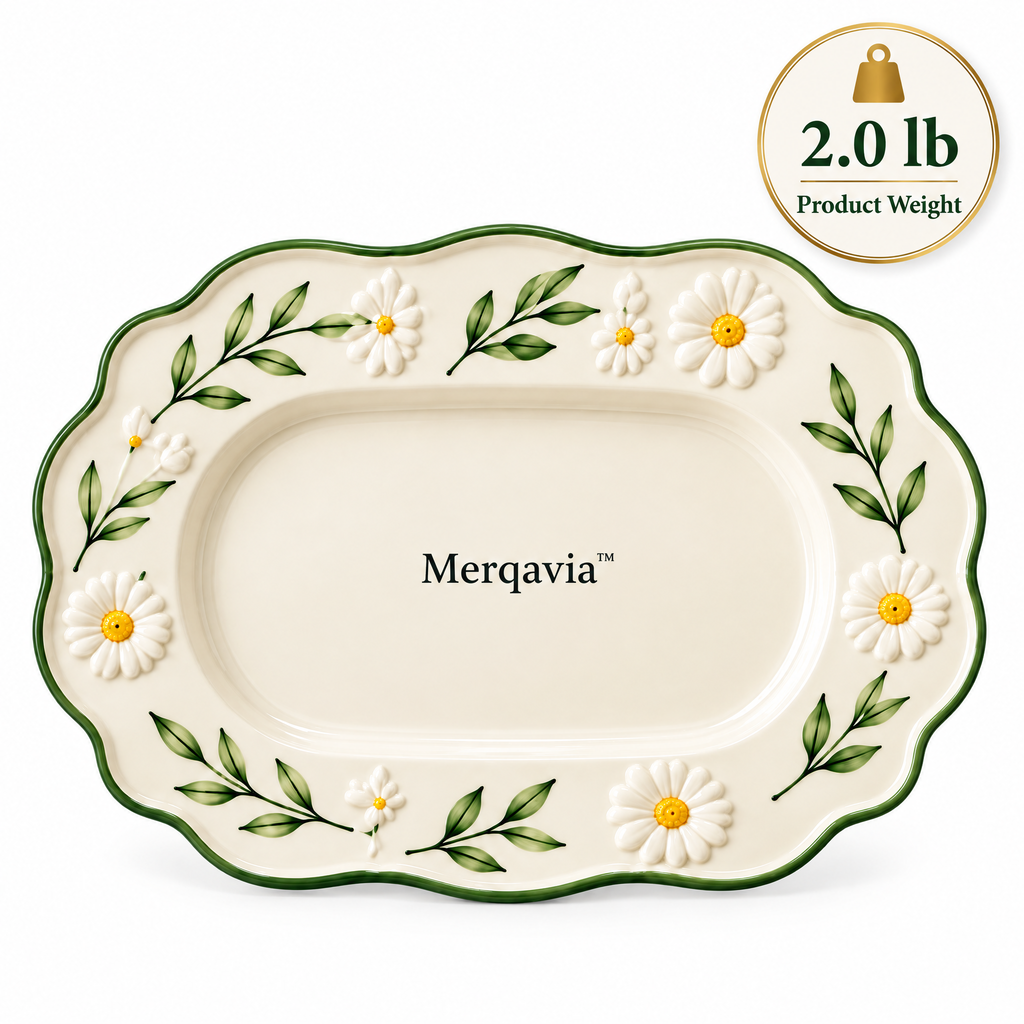 Merqavia™ Daisy Garden Scalloped Serving Platter