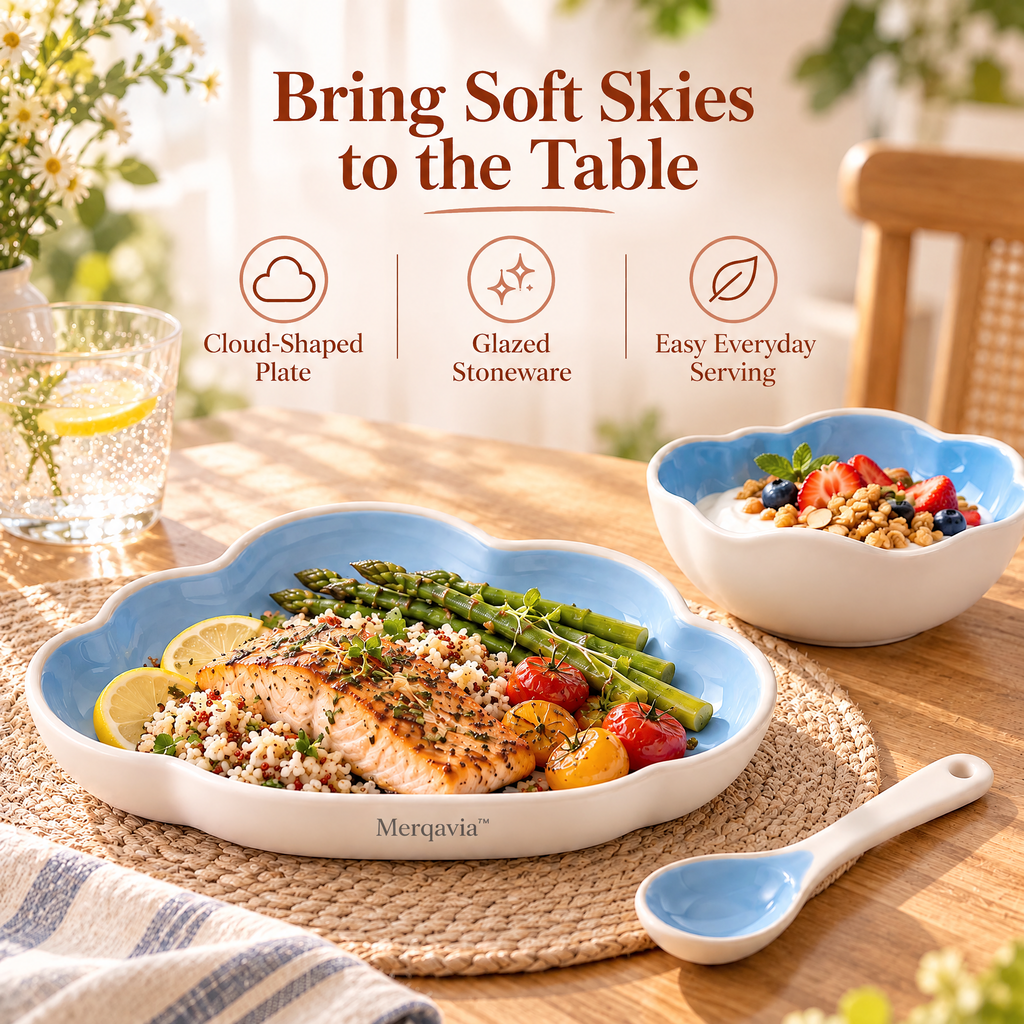 Merqavia™ Cloud Blue Stoneware Dining Set