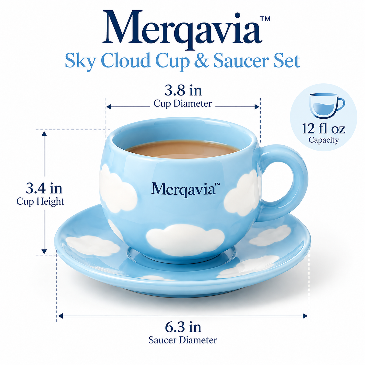Merqavia™ Sky Cloud Ceramic Cup & Saucer Set