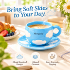 Merqavia™ Sky Cloud Ceramic Cup & Saucer Set