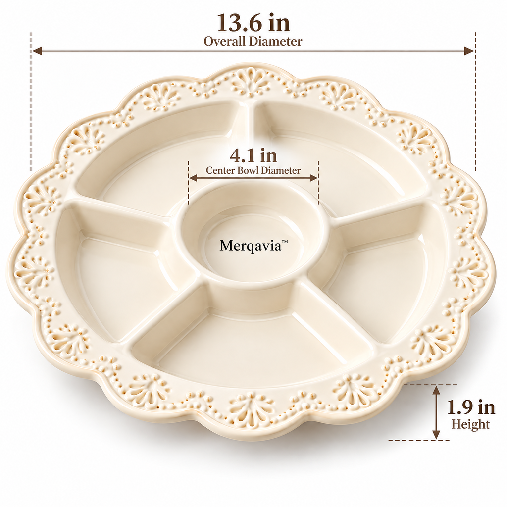 Merqavia™ Ivory Lace Divided Serving Platter