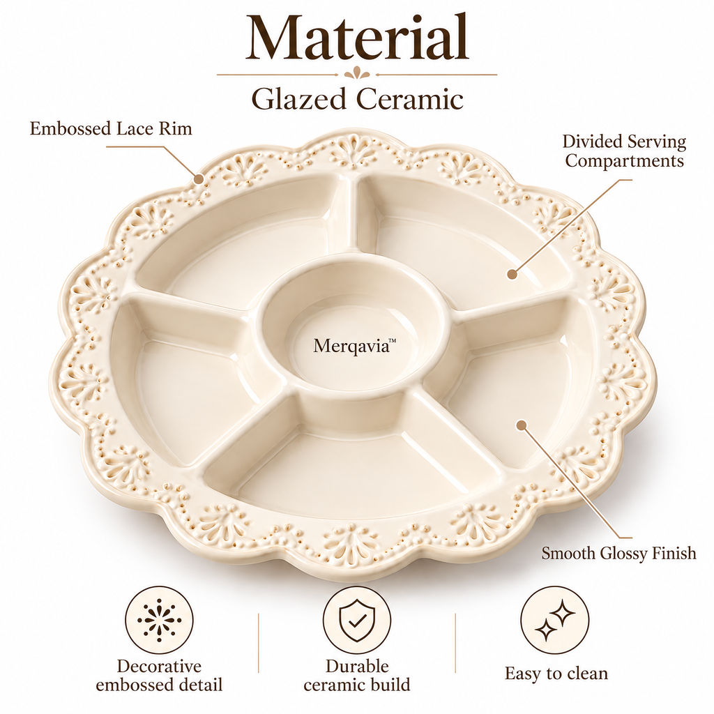 Merqavia™ Ivory Lace Divided Serving Platter