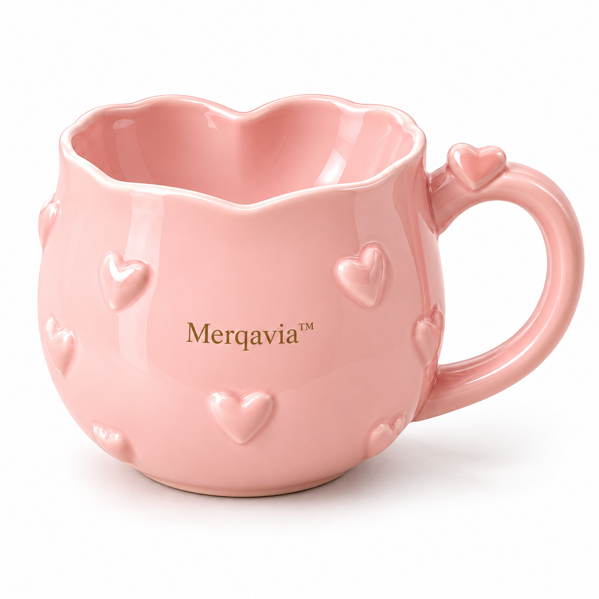 Merqavia™ Blush Heart Embossed Ceramic Mug