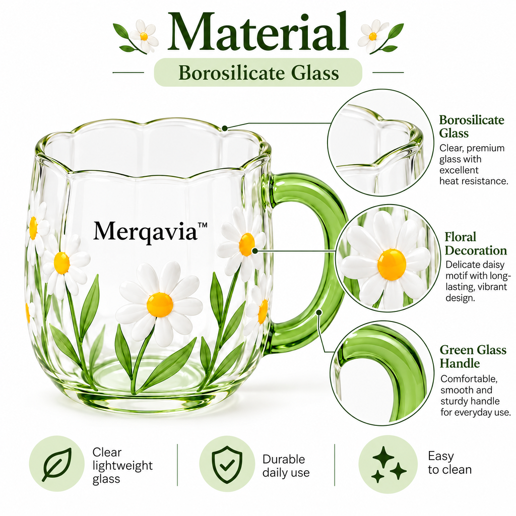 Merqavia™ Daisy Meadow Glass Mug