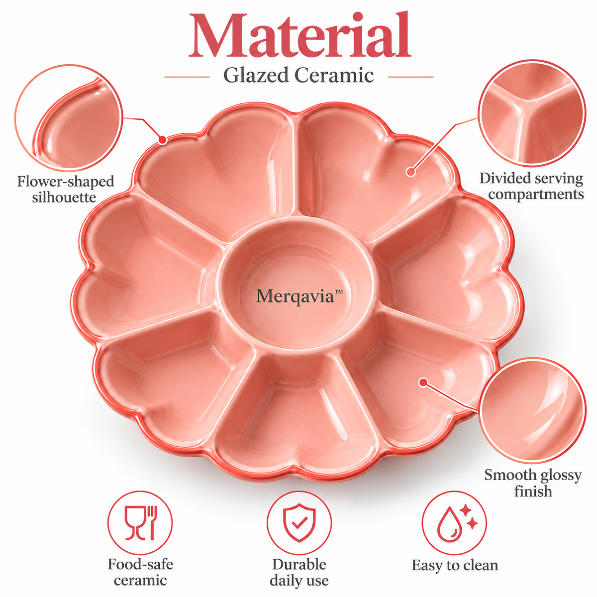 Merqavia™ Blush Bloom Divided Serving Platter