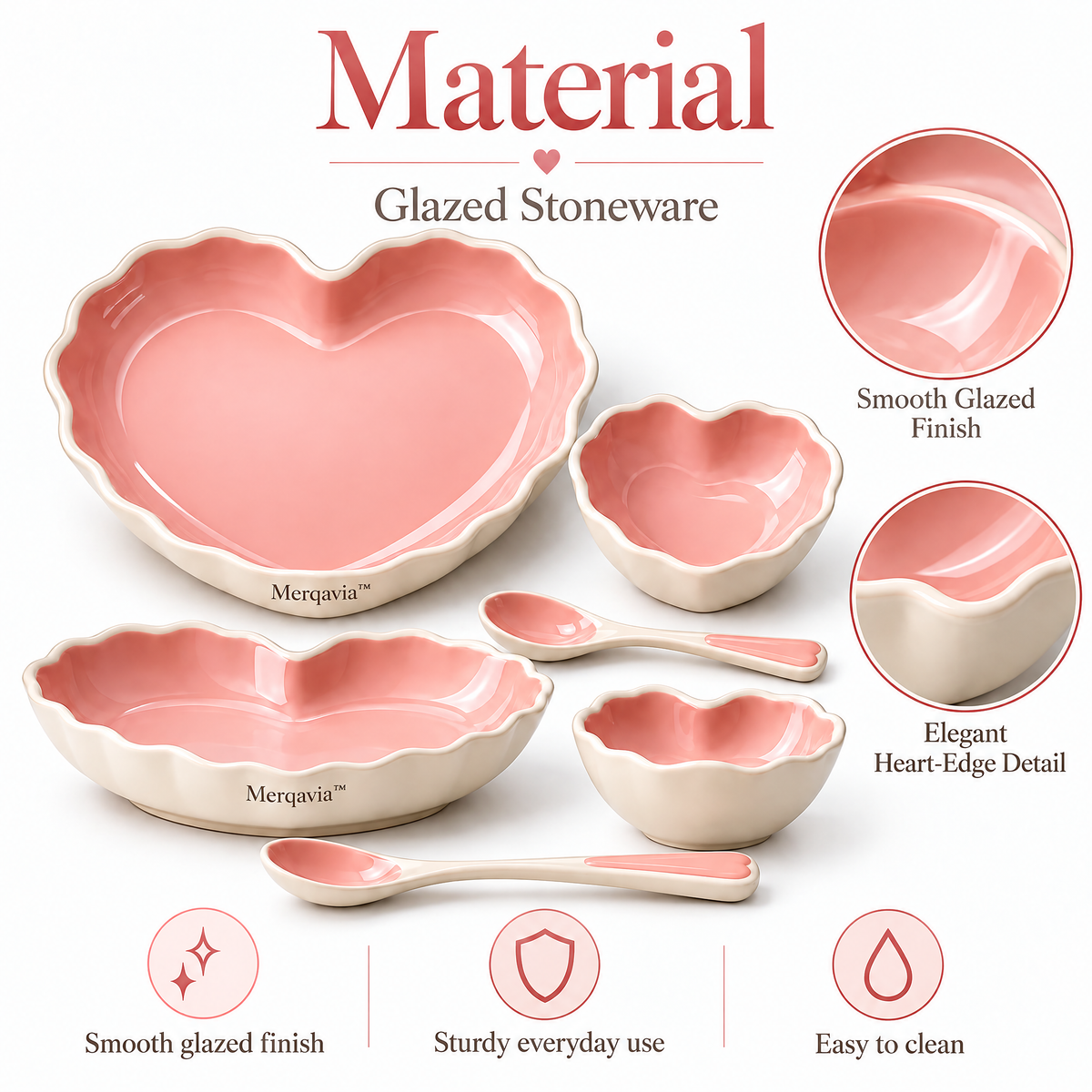 Merqavia™ Blush Heart Stoneware Serving Set
