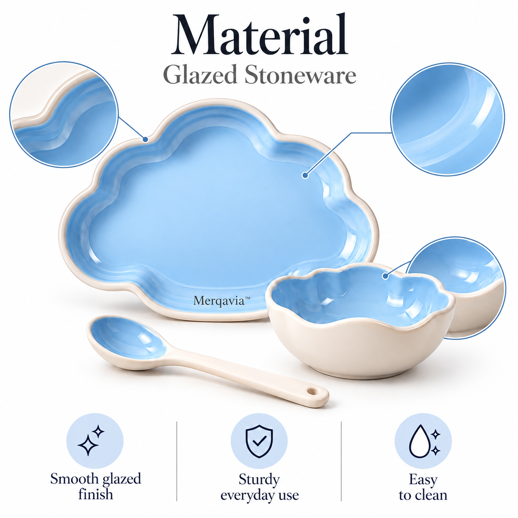 Merqavia™ Cloud Blue Stoneware Dining Set