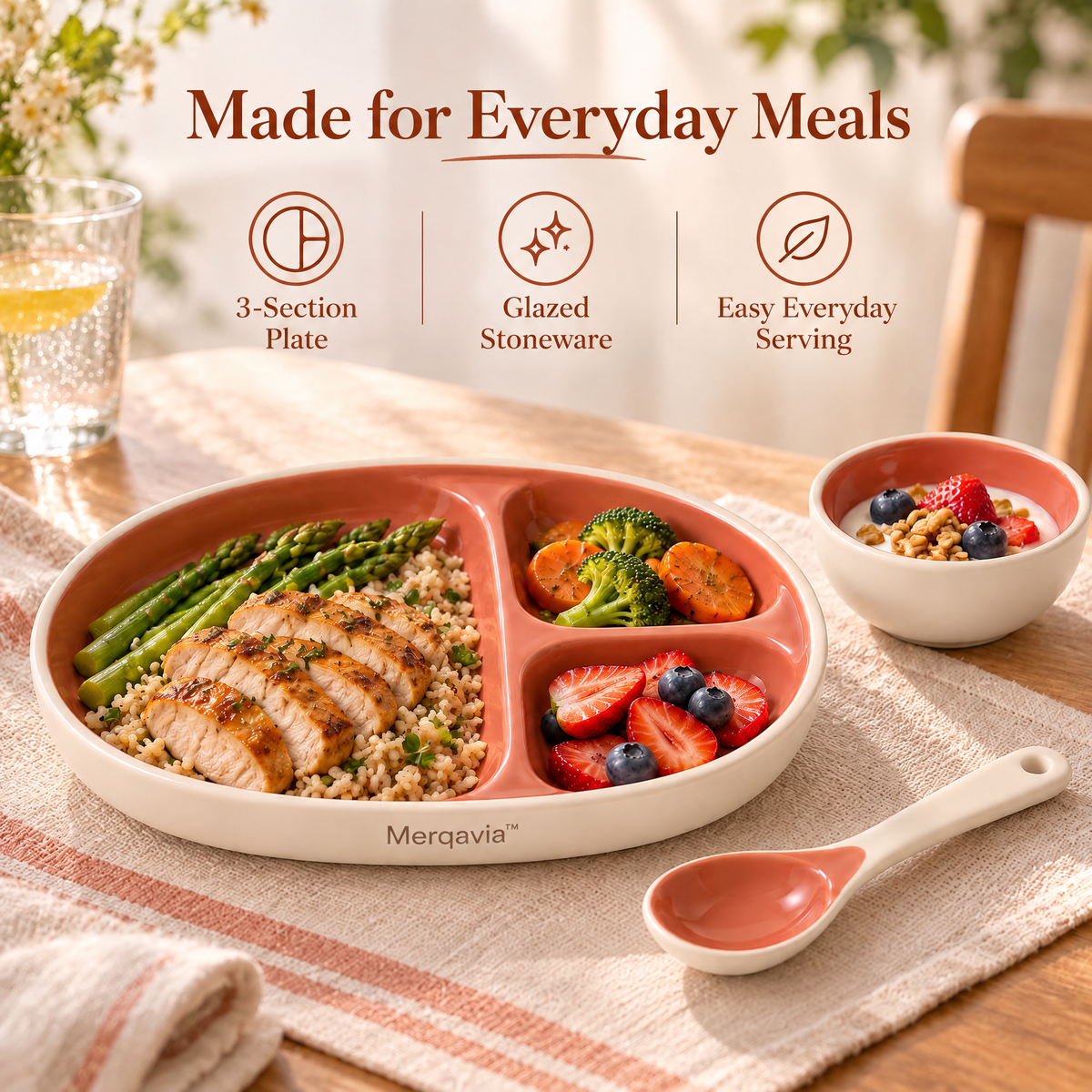 Merqavia™ Everyday 3-Section Stoneware Meal Set
