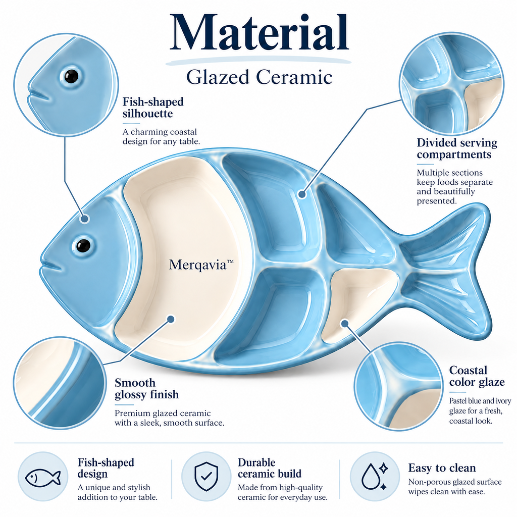 Merqavia™ Coastal Fish Divided Serving Platter