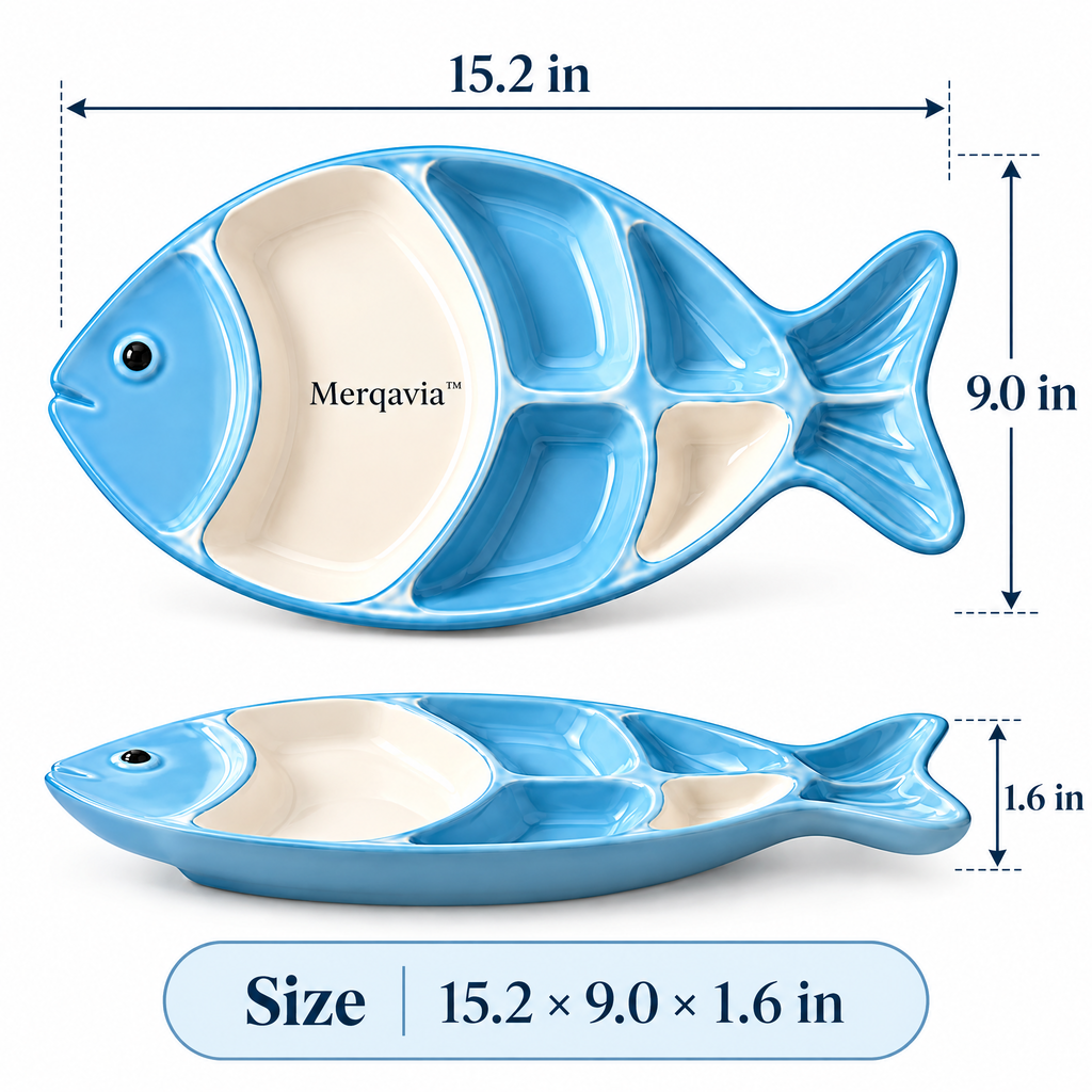 Merqavia™ Coastal Fish Divided Serving Platter