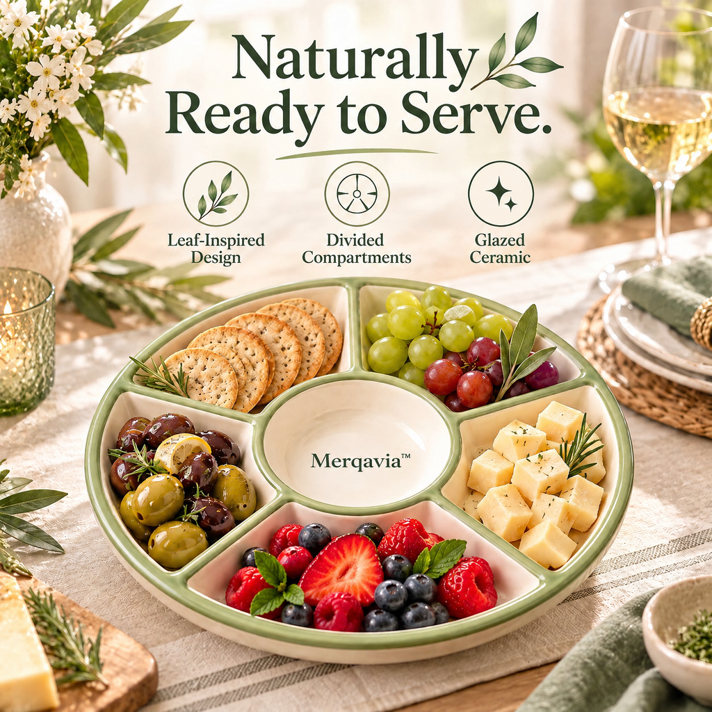 Merqavia™ Sage Leaf Divided Serving Platter