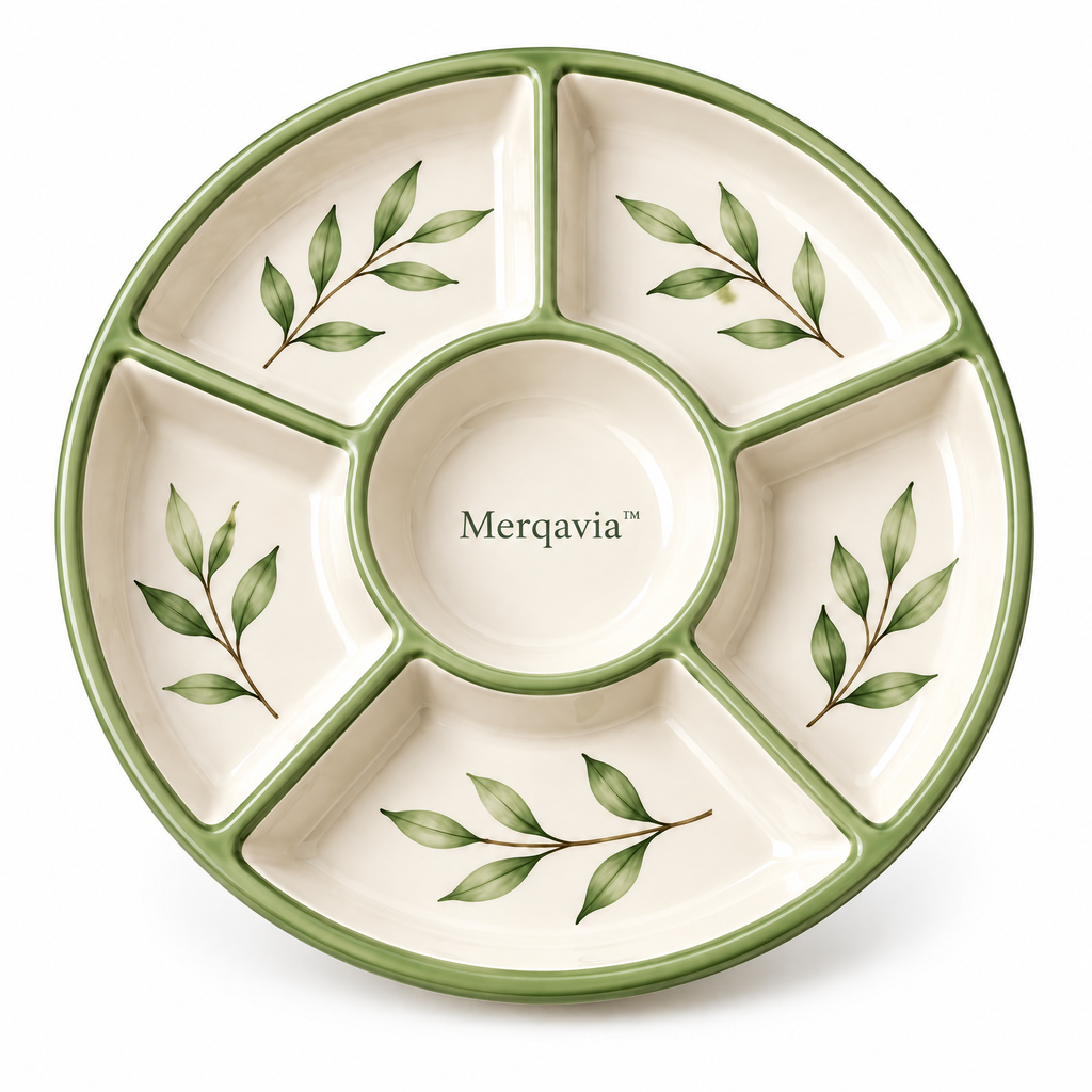 Merqavia™ Sage Leaf Divided Serving Platter