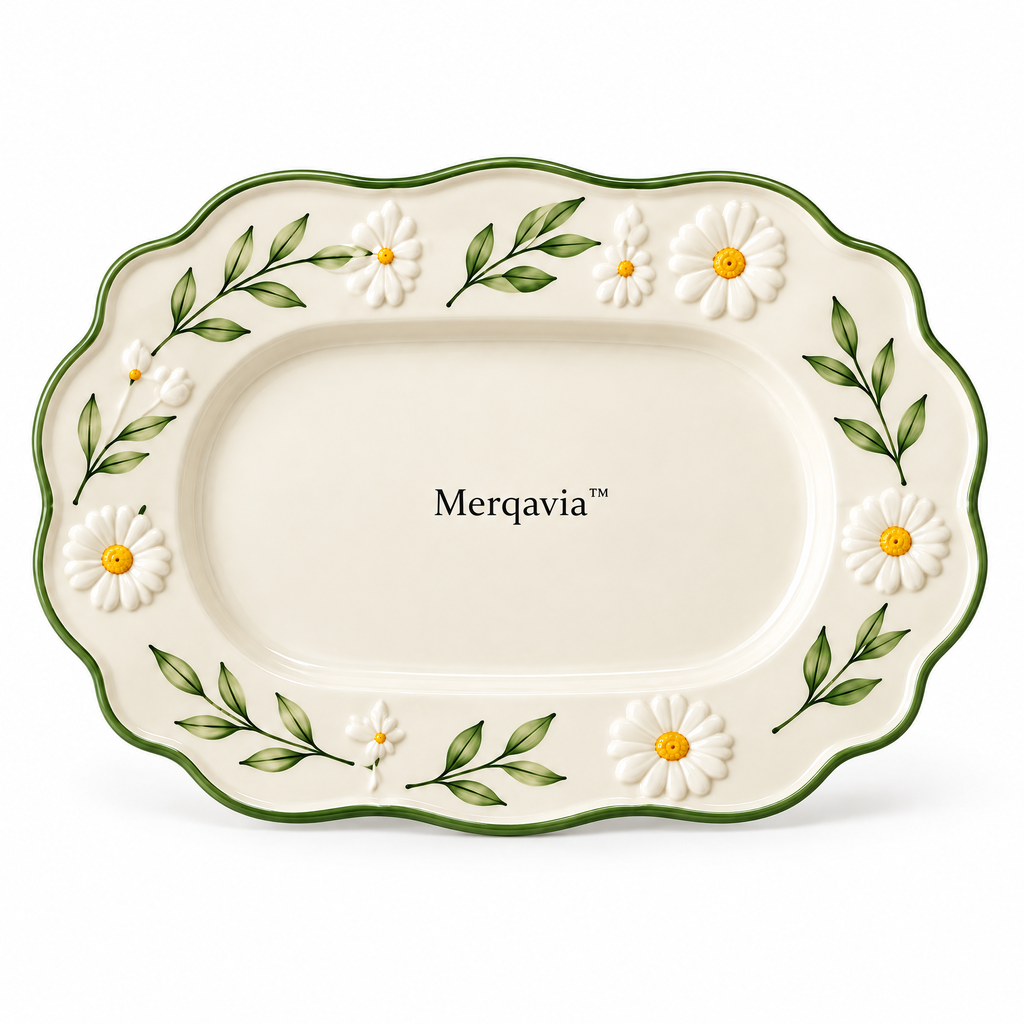 Merqavia™ Daisy Garden Scalloped Serving Platter