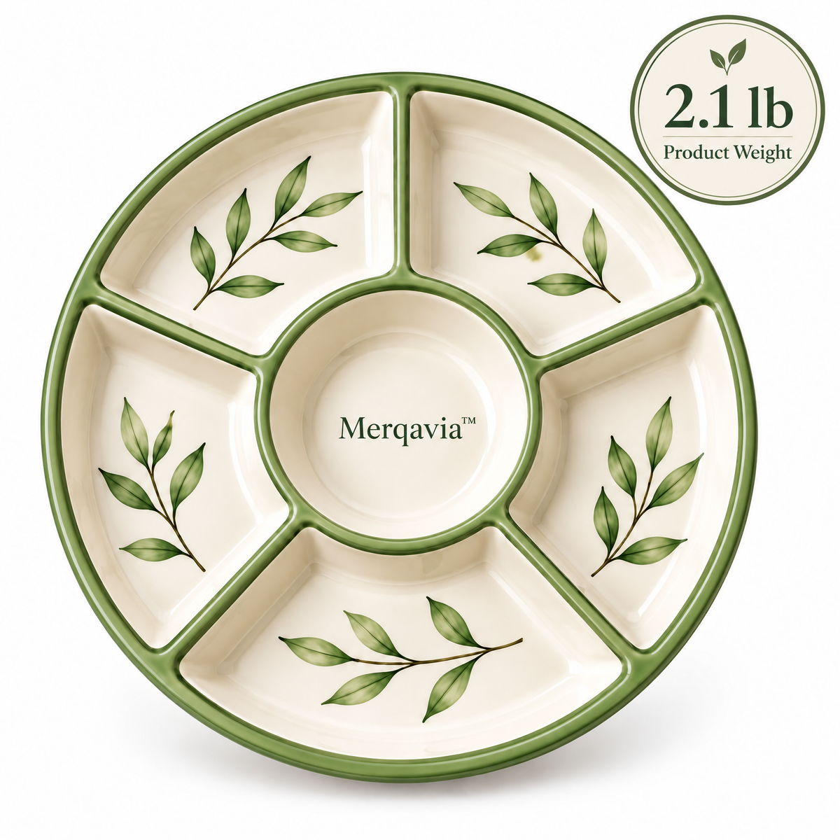Merqavia™ Sage Leaf Divided Serving Platter