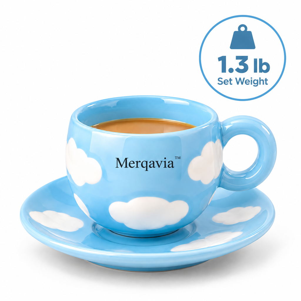 Merqavia™ Sky Cloud Ceramic Cup & Saucer Set
