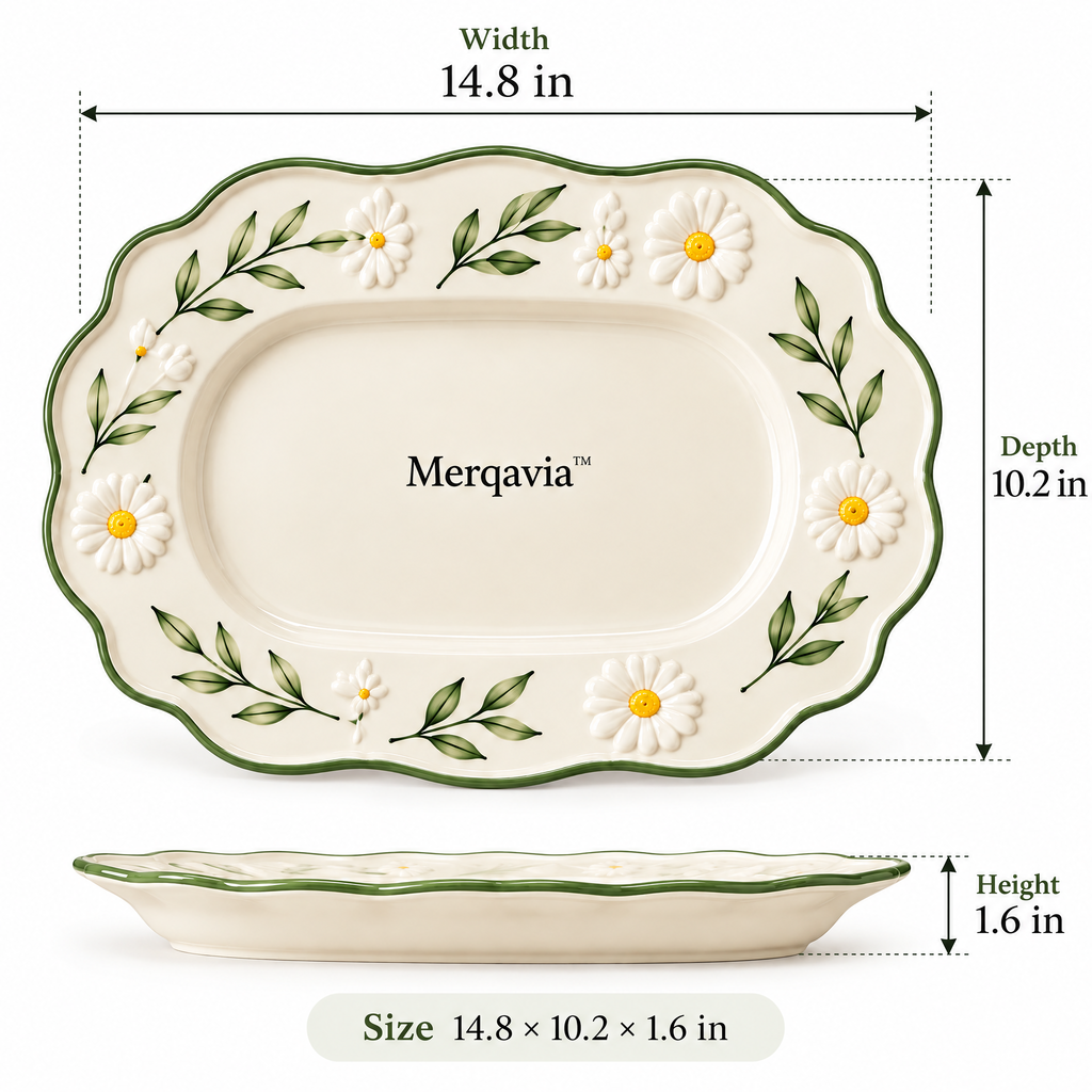 Merqavia™ Daisy Garden Scalloped Serving Platter