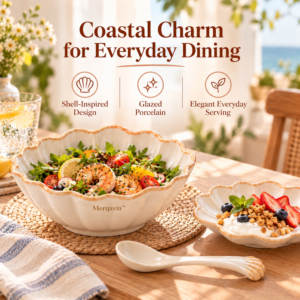 Merqavia™ Coastal Shell Porcelain Serving Set