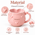 Merqavia™ Blush Heart Embossed Ceramic Mug