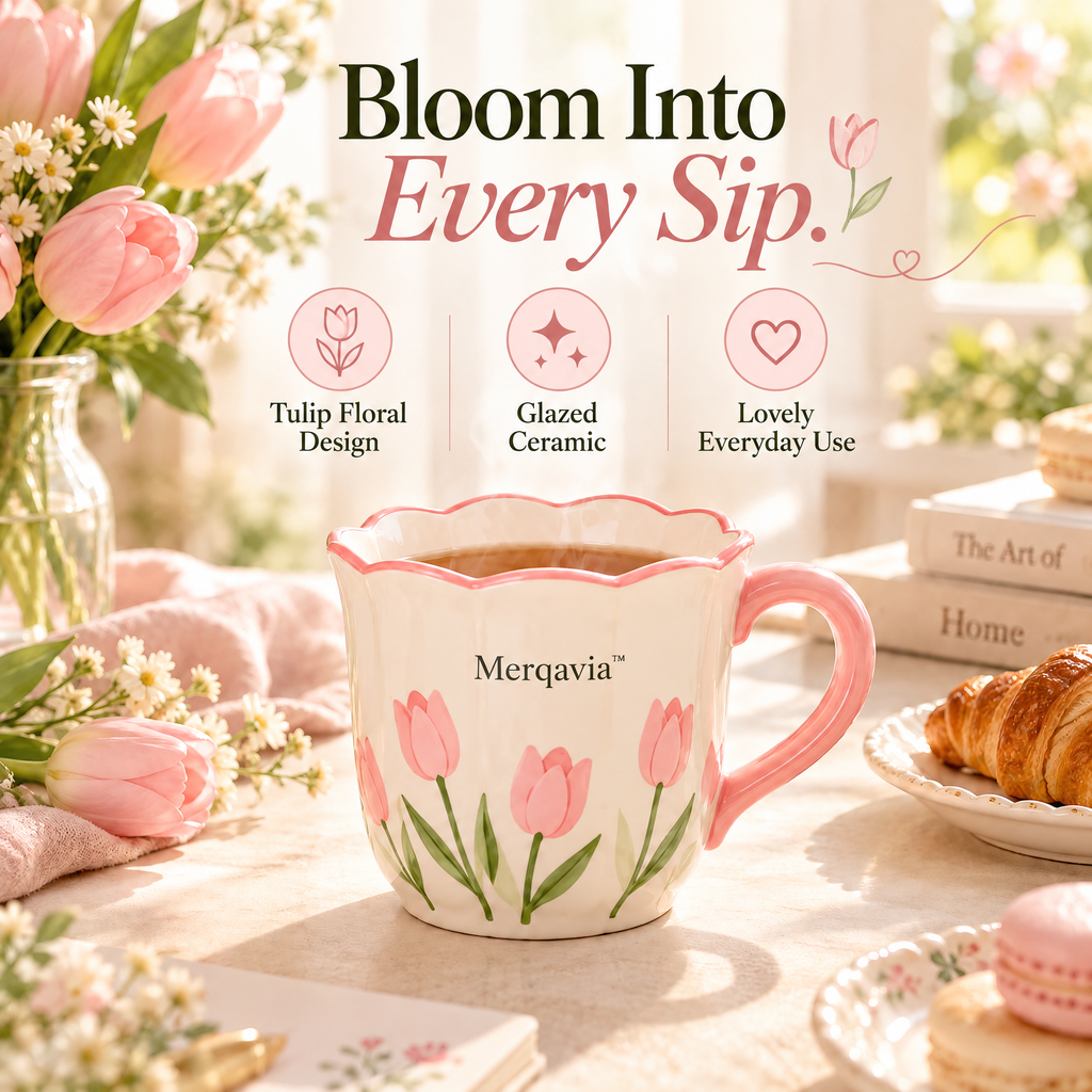 Merqavia™ Tulip Bloom Ceramic Mug