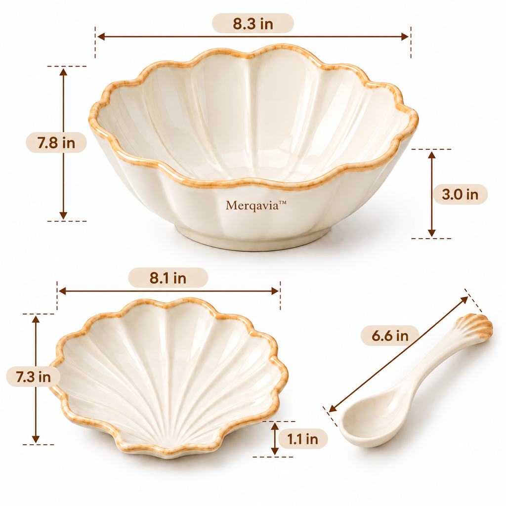 Merqavia™ Coastal Shell Porcelain Serving Set